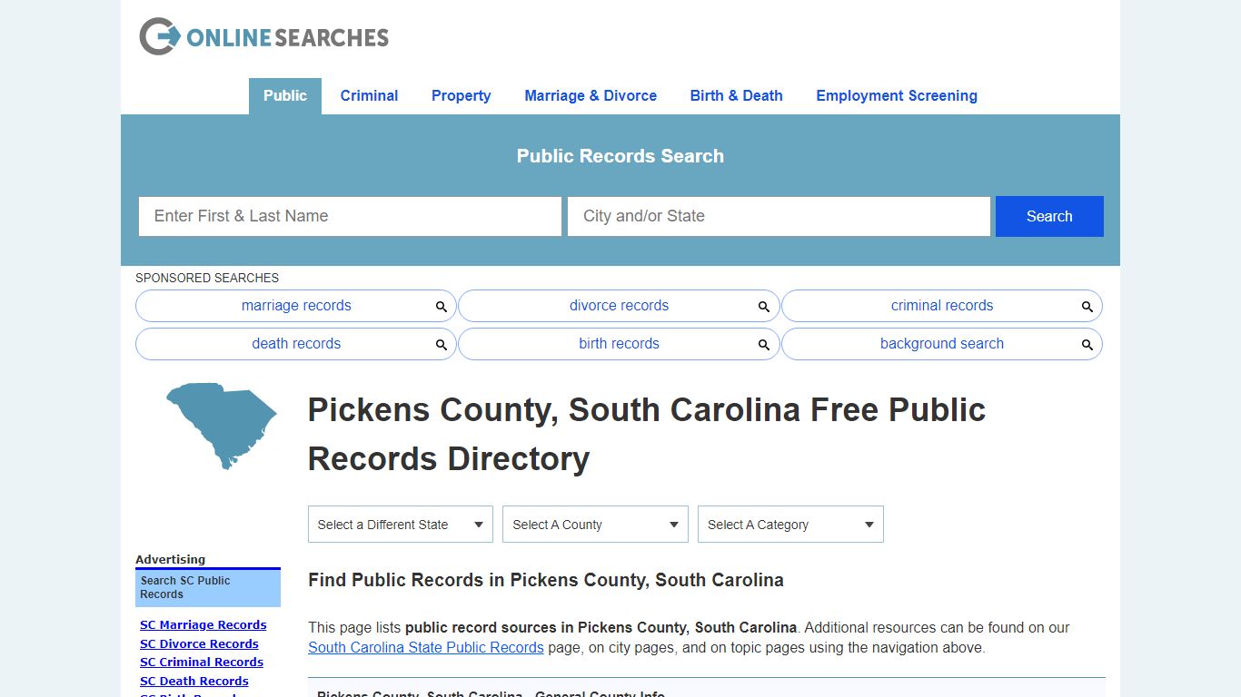 Pickens County, South Carolina Free Public Records Directory